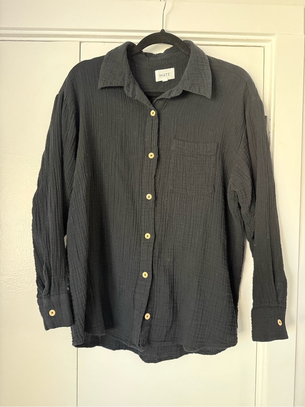 MATE the Label Black Textured Button-Down Shirt
